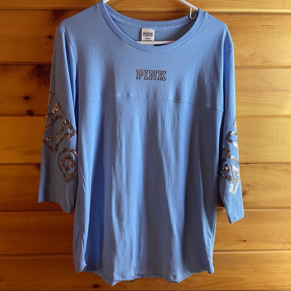 PINK Victoria’s Secret Bling Sequin 3/4 Sleeve Top Size Medium